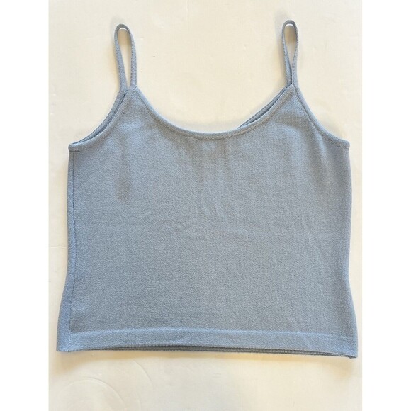 ST JOHN Santana Knit‎ V-Neck Shell Spaghetti Strap Womens Size Medium Sky Blue - Picture 7 of 8